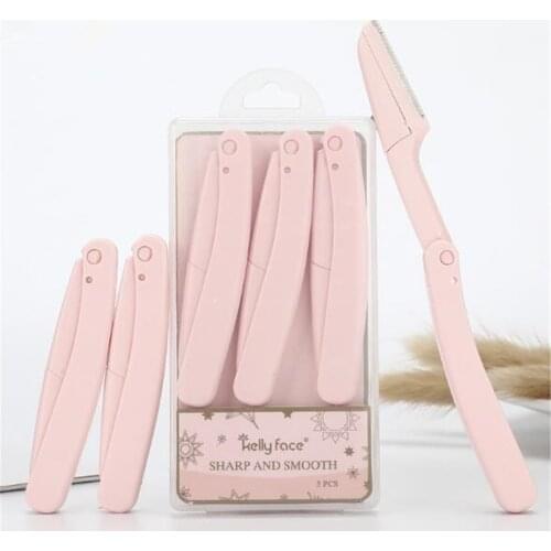 3pcs Portable Eyebrow Trimmer Foldable Eyebrow Razor Shaver Eye Brow Shaper Cutter Facial Hair Remover Women Face Makeup Tool