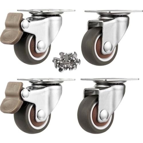 4Pcs Furniture Casters Rubber Silent Universal Wheels Flat Sliding Wheels With Bearings For Cabinets, Trolleys, Electrical