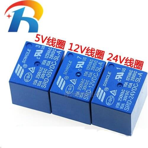 5PCS/lot 4pin 5pin Relays SRD-05VDC-SL-A SRD-12VDC-SL-A SRD-24VDC-SL-A SRD-48VDC-SL-A 05V 12V 24V 48V