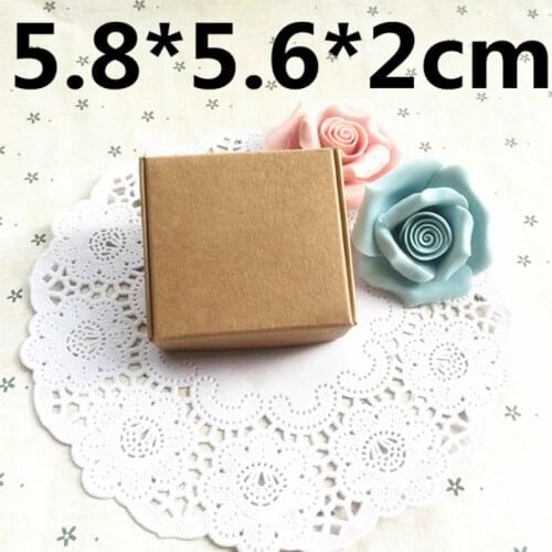 50pcs 5.8*5.6*2cm soap paper gift pacakging box brown kraft paper gift box wedding candy craft paper box