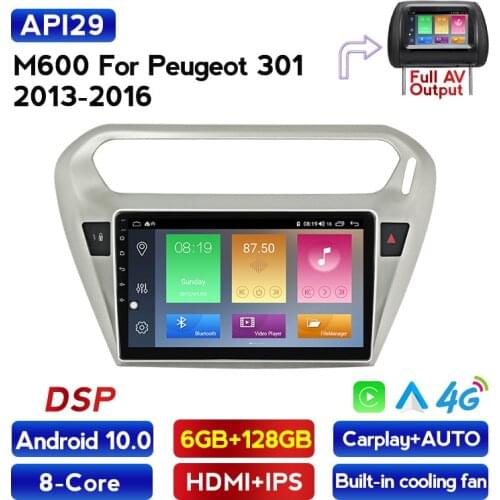 RAM 6G+ROM 128G Android 10 Car video Multimedia Player GPS Navigation For peugeot 301 Citroen Elysee Radio 2013-2018 GPS Carplay