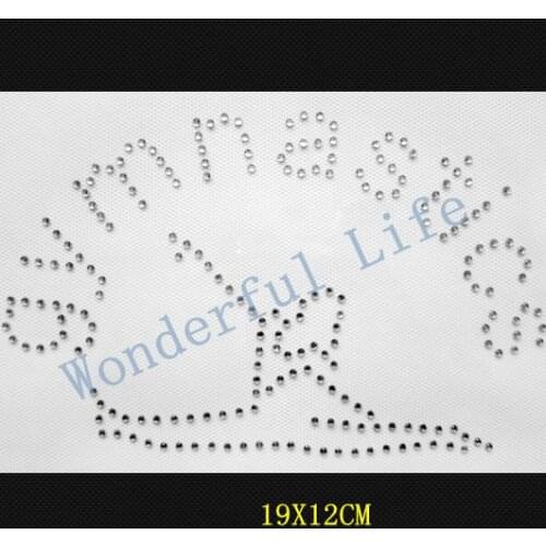 Free shipping GYMNASTICS with a dancer for dance ,gym design in hotfix Rhinestone Iron On Heat Transfer for riding