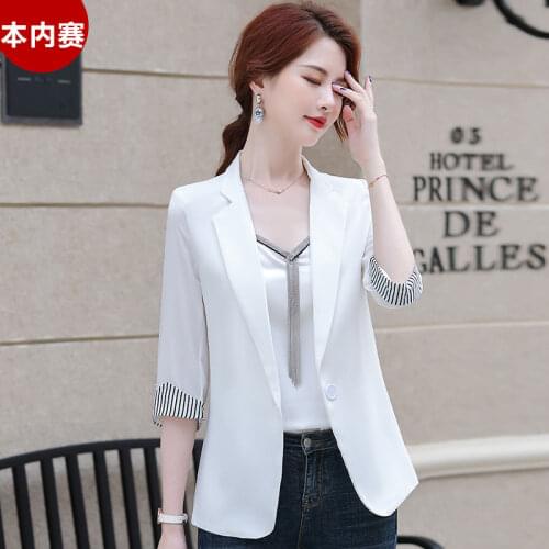 Blazer Women White Suit Jacket Womens Summer Summer Loose Chiffon Suit Womens Top Veste Femme