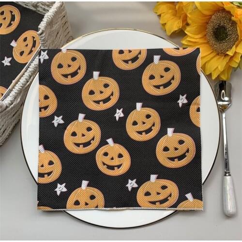 2021 New 20Pcs/Pack Halloween Decoupage Paper Napkins Cute Pumpkin Paper Tissues for Halloween Party Decor Table Supplies L