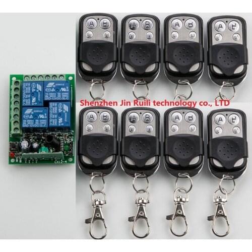 DC12V 4CH RF Wireless Remote Control System teleswitch 8 * transmitter and 1* receiver universal gate remote control JRL12V-4CH