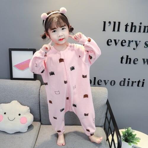 Childrens Pajamas 2020 Autumn Winter New Style Boys Girls Long-Sleeved One-Piece Suit Toddler Baby Rompers Cartoon Pyjamas