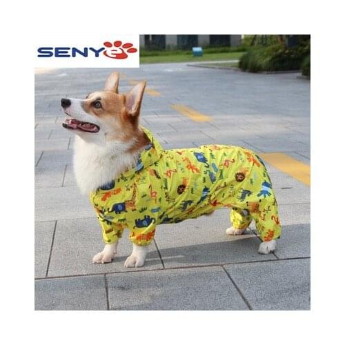 Dog Raincoat French Bulldog Poodle Bear Chenery Welsh Koji Four Footprint Pet Raincoat Rainy Season Waterproof Dog Raincoat