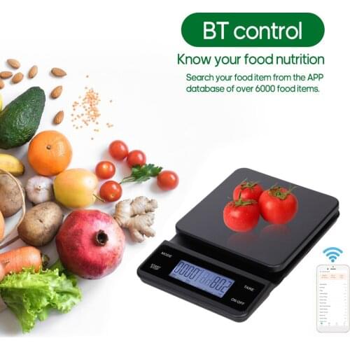 Food Nutrition Scale BT Digital Kitchen Scale with Nutritional Calculator and Timer 3kg/0.1g Touch Control 5 Units