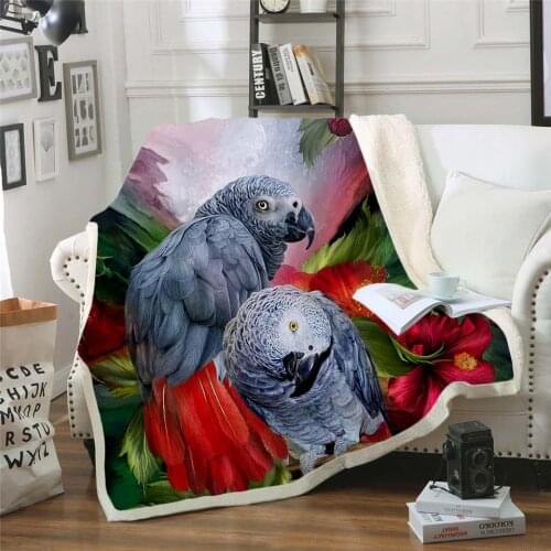 Plstar Cosmos Fleece Blanket Parrot brid 3D printed Sherpa Blanket on Bed Kids Girl Flower Home Textiles Dreamlike style-2