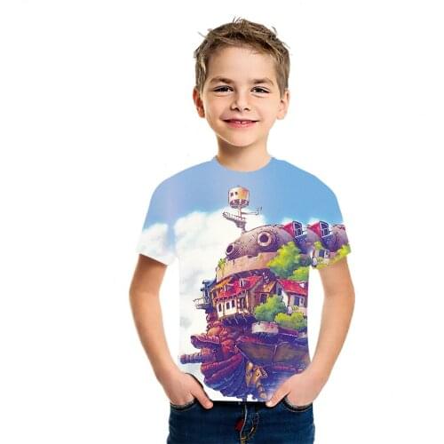 Hawls Moving Castle Japan 3D Printed T-Shirt Comfortable Summer Cool Quality Breathable Casual Childrens Short Sleeve Top