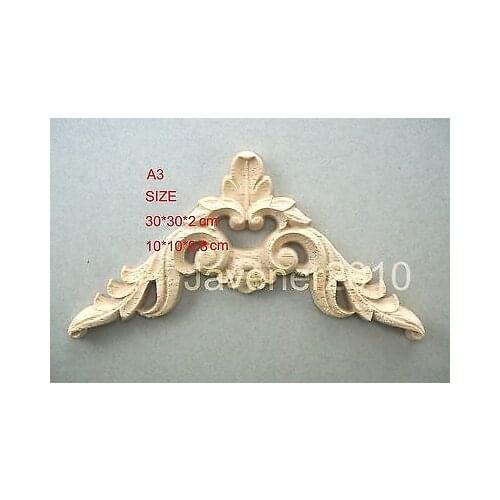 A3-10x10x0.8cm Wood Carved Corner Onlay Applique Unpainted Frame Door Decal Working carpenter Flower