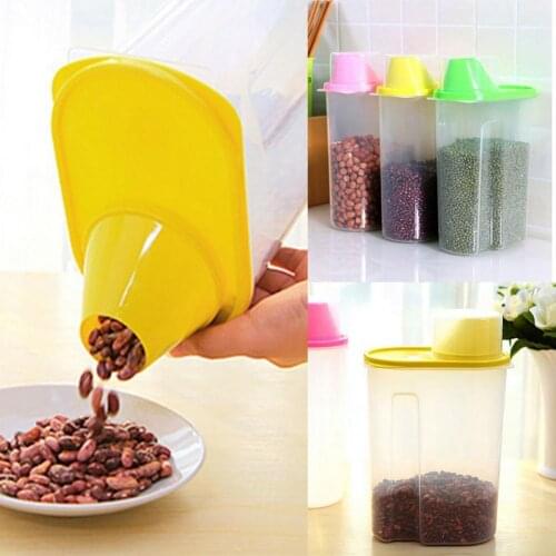 Cereal Storage Box with Lid Measuring Cup Plastic 1.9/2.5L Food Storage Dispenser for Cereals