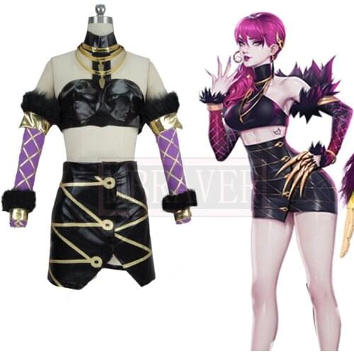 LOL KDA Evelynn Game Evelynn Outfit Full Sets K/DA Group LOL Character Cos Halloween Uniform Cosplay Costume Custom Made