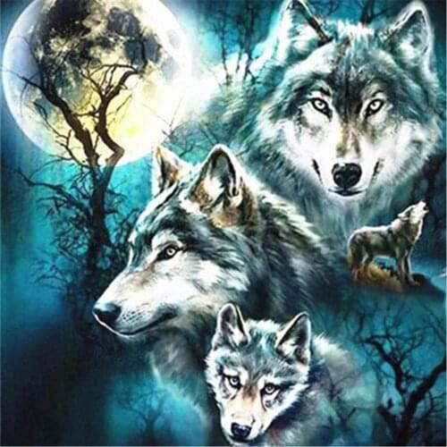 Wolf Horse Animal DIY 11CT Embroidery Cross Stitch Kits Craft Needlework Set Cotton Thread Printed Canvas Home Room