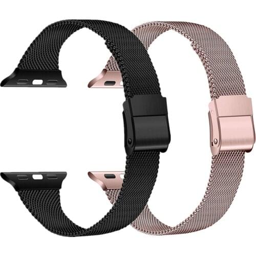 Metal Slim Band for Apple Watch SE Series 6 5 4 3 2 1 Bands 38mm 40mm 42mm 44mm Mesh Stainless Steel Strap iWatch SE 6 Bracelet