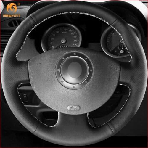 MEWANT Black Genuine Leather Car Steering Wheel Cover for Renault Megane 2 2003-2008 Kangoo 2008-2012 Scenic 2 2003-2009 Parts