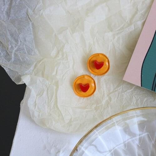 Silver needle earrings women Japan&Korea fashion autumn and winter love ear studs simple daily geometric acrylic round jewelry