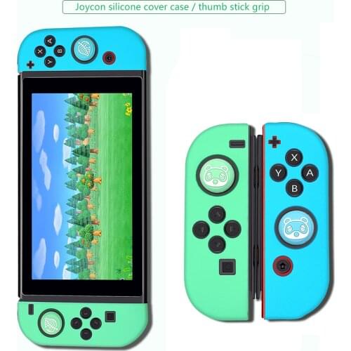 For Nintendo Switch Joy-con Cases Animal Crossing Thumb Stick Shell Cover Silicone Soft Case Protection NS Switch Accessories