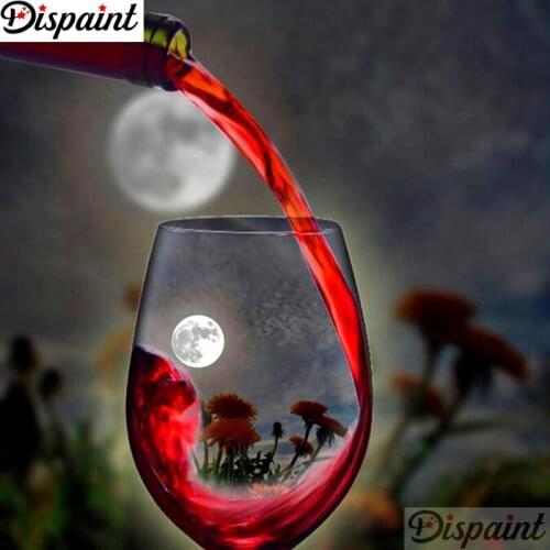 Dispaint Full Square/Round Drill 5D DIY Diamond Painting "Wine glass moon scape" 3D Embroidery Cross Stitch 5D Home Decor A12885