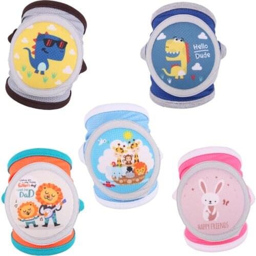 Summer Cartoon baby Quick-drying net adjustable knee pads for crawling sport Kids 0-5 Y anti-fall sponge Non-slip silicone dots