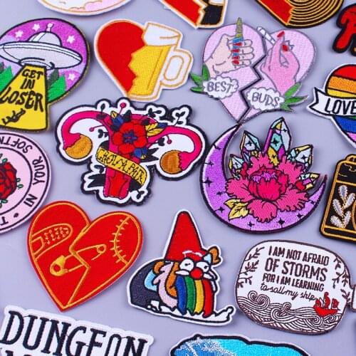 Heart Patch Cute Anime Embroidered Patches for Clothing Stickers DIY Crystal Patch Iron on Patches for Clothes Cartoon Applique