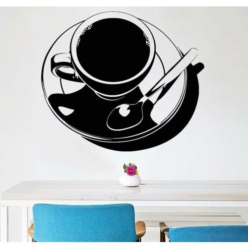 Tea Wall Stickers For Coffee Shop Café Cup Vinyl Wall Decal Kitchen Dinner Home Decoration For Living Room Simple Style W516