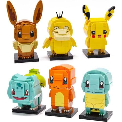NEW 1PCS Locking Pikachu Elves Figures Movie Anime Cartoon Cute Elf Pikachu New Building Blocks Kids Girls Toys for Boy Children