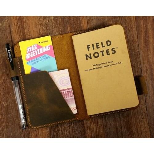 Rugged Leather field notes case wallet / distressed leather pocket journal cover / Personalized journals free engraving