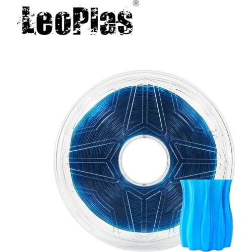 LeoPlas 1kg 1.75mm Transparent Translucent Clear Blue PETG Filament For 3D Printer Consumable Printing Supply Plastic Material