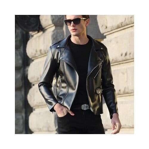 S-3XL ! 2016 Autumn winter leather clothing mens outerwear slim PU motorcycle leather jacket Singer costumes