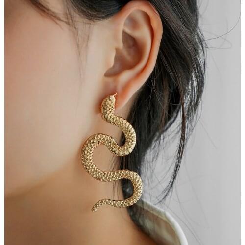 New Ins Hip-pop Snake Drop Earrings Twist Snake Punk Stainless Steel Ear Buckle Earrings For Women Men Fashion Jewelry