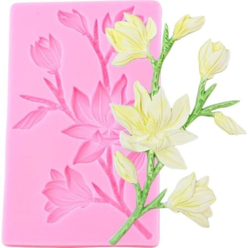 Magnolia Flower Silicone Mold Wedding Cake Border Chocolate Making Mould Fondant Cake Decorating Tools Resin Clay Candy Molds