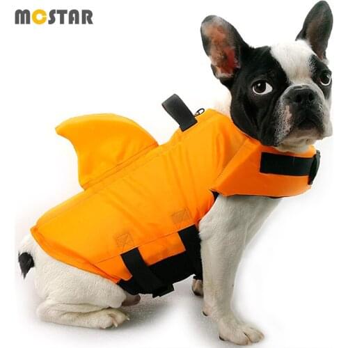 MC Star 2021 Dog Life Vest Summer Swimming Lifesaver Swimsuit Shark Fin Bulldog Swimwear Large Small Dog Professional Lifejacket