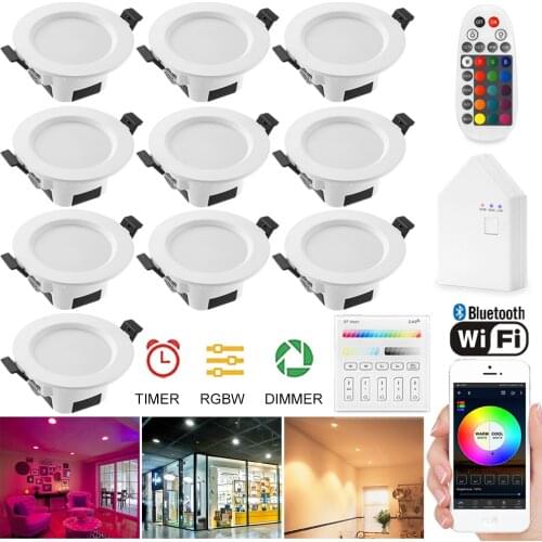 10X 9W RGB Warm Cool White 3in1 LED Ceiling Lamp Panel Down Light WIFI/Bluetooth Wall Touch/APP/Music Controller Timer Dimmer