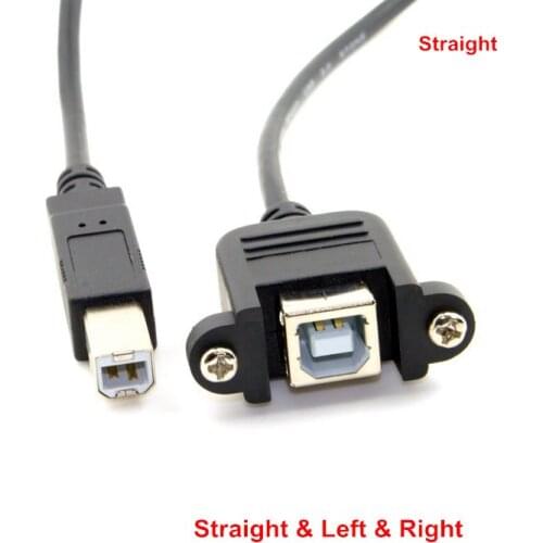 50cm 70cm 100cm Straight & Left & Right angled USB B Male to Female extension cable with screws for Panel Mount 0.5m 0.7m 1m