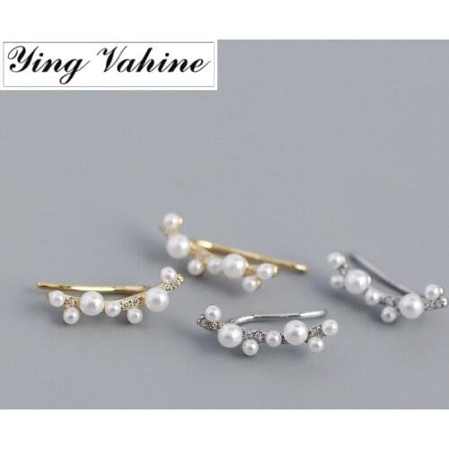 Ying Vahine 100% 925 Sterling Silver Pearl Stud Earrings for Women Jewelry