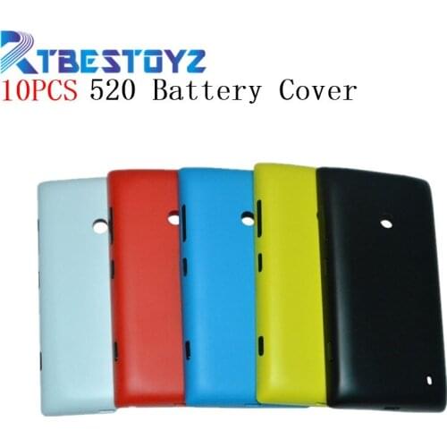 10PCS/Lot For Nokia Lumia 520 Battery Door Back Cover Housing + Side Button With Logo Replacement Mobile Phone Rear Cover Case