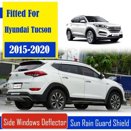 1 Set Chrome Side Vent Sun Shade Window Visors Rain Guard Deflectors For Hyundai Tucson 2015-2020