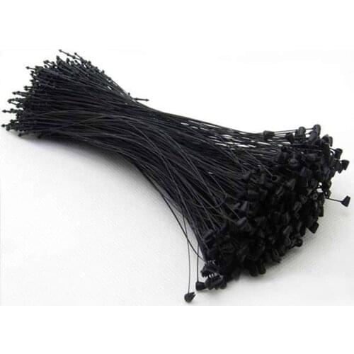 1000pcs/lot 9"black string hang tag garment tags lock plastic snap fastener LOOP PLASTIC TAG FASTENERS for clothes tags