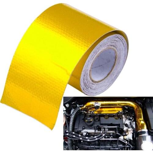 2"x5 A Gold 2'' Thermal exhaust Tape Air Intake Heat Insulation Shield Wrap Reflective Heat Barrier Self Adhesive Engine