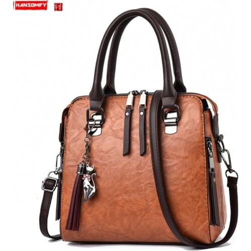 2021 Fashion Bag Women Handbags Leather Female Tassel Shoulder Messenger Bag Small Square Bags Ladies New