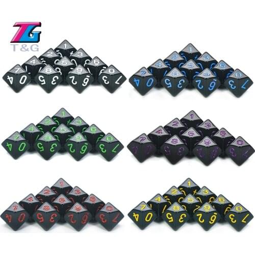 26 colors D10 Dice Set Opaque & Transparent effect,dnd 10 side Digital number 0-9 for Rpg Game Entertainment