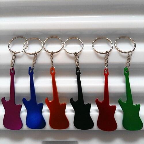 300pcs Fast shipping Guitar Shaped Bottle Opener Keychain Metal Key Ring Bottle Opener Can Custom Logo WB70