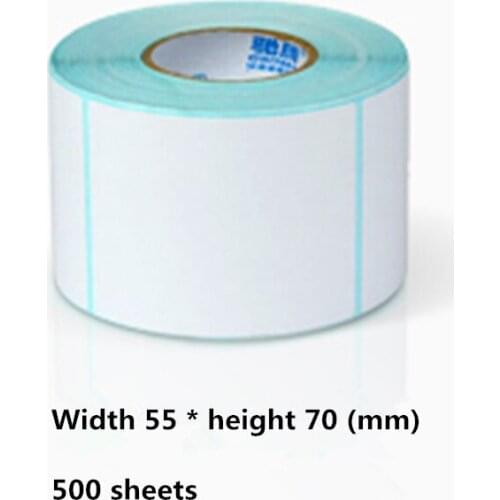 55 * 70mm * 500 sheets / roll thermal printer product price bar code sticker label waterproof