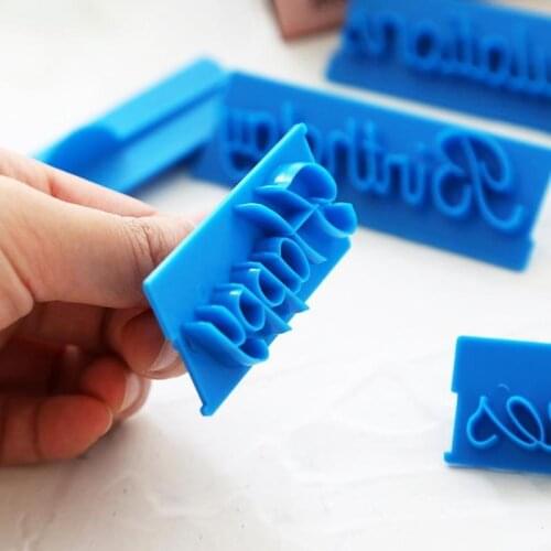 6pcs/set Blessing Letters Happy Birthday Best Wishes Handwriting Cake Plastic Fondant Congratulations Embosser Mold Letters