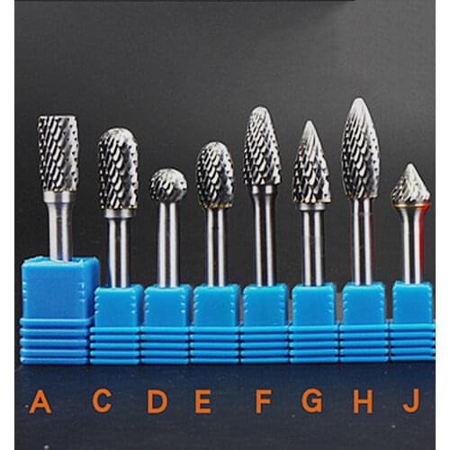 8pcs Double cut Tungsten Carbide Rotary burr Set Metal Carving Drilling Polishing Bits with 6*10mm Blade Shank for Die Grinder