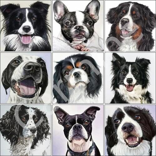 DIY 5D Diamond Painting Dog Cross Stitch Animals Rhinestone Picture Handicrafts Gift Full Round&Square Drill Home Decoration
