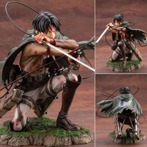 Attack on the giant anime soldier Levell bloody battle bathed in blood statue movable doll collection doll model toy