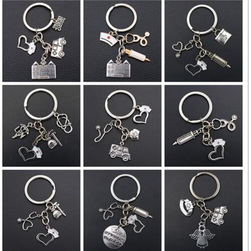 Creative Fashion Medical Style Keychain - Hospital Charm Ambulance Charm Stethoscope Charm Syringe Charm Medical Logo Charm 1pcs