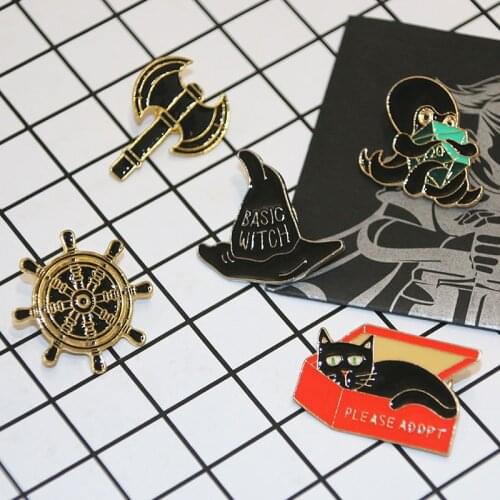 1 mixed black Brooch metal Brooch couple magic BROOCH BADGE hat backpack accessories couple jewelry lover gift js4